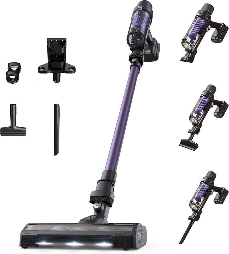 Aspiradora escoba sin cable Rowenta X-Pert 7.60, ultraligera, potente 140 W, versátil, autonomía de 45 min, eficaz en todo tipo de suelos, RH6A31WO, violeta