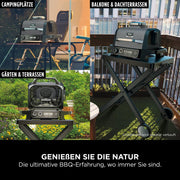 Ninja Woodfire Parrilla eléctrica, ahumador y freidora de aire, barbacoa para exteriores 7 en 1, freír con aire, ahumar, asar, hornear y más, resistente a la intemperie, antiadherente, portátil, eléctrica, gris/negro OG701EU