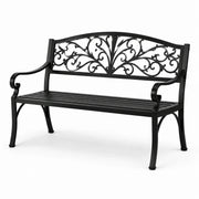 Banco de jardín de metal negro, 127 cm