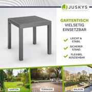 Mesa de jardín Juskys Laki 70x70 cm extensible - Mesa de comedor de aluminio extensible - tablero grande - mesa de aluminio muebles de balcón muebles de jardín antracita