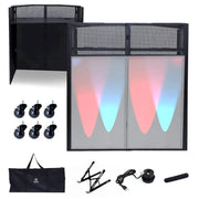 Set de cabina de DJ portátil con paneles de iluminación integrados, estuche de transporte resistente y dimensiones compactas de 40x20 pulgadas
