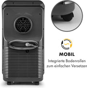 Aire acondicionado portátil Klarstein con manguera de escape, unidad 4 en 1 con ventilador, deshumidificador y modo nocturno, aire acondicionado pequeño y portátil para el hogar y la oficina, bajo consumo, 9000 BTU