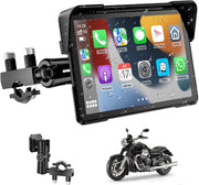 Pantalla CarPlay para moto con CarPlay y Android Auto, GPS portátil de 7 pulgadas para moto, impermeable, compatible con música Bluetooth, navegación, Siri/Google Assistant, soporte magnético: fácil de instalar y desmontar