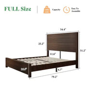 Estructura de cama de madera rústica AMERLIFE con cabecero empalmado de 51.2"