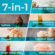 Máquina de helados, granizadora y máquina de sorbete KLAMER con 7 programas: helado suave, granizado, frappé y más, capacidad de 1,5 L, limpieza automática, no requiere hielo, incluye recetario digital