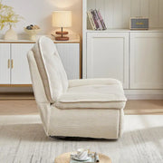 Sillón reclinable giratorio de pana con deslizamiento, reposapiés para sala de estar
