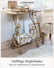 Consola Loberon Ciattos marrón antiguo: mesa consola de hierro con estante de madera de abeto, diseño nostálgico, aprox. 70 cm x 57 cm x 34 cm, marrón antiguo