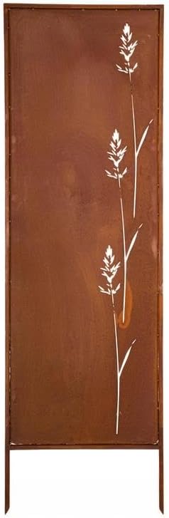 Kapaga - Panel de privacidad de metal - 160 cm x 50 cm - Óxido noble - Protector de privacidad con aspecto de óxido para jardín - Elemento de privacidad - Panel de ocultación - Decoración de jardín, valla - Óxido (Flores)