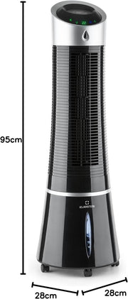Klarstein 4 en 1: Enfriador de aire inteligente, ventilador, humidificador e ionizador I Depósito de agua de 6 L, oscilación, 30 W, 210 m³/h, temporizador I Aire acondicionado sin tubo de escape, aire acondicionado portátil, negro-oro rosa