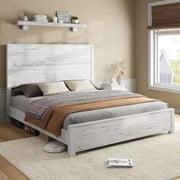 Estructura de cama de madera rústica AMERLIFE con cabecero empalmado de 51.2"