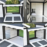 nanook Premium Conejera Jaula para animales pequeños XXL, grande, apropiada para la especie, con recinto al aire libre, ideal para exteriores, 197 x 85 x 112 cm - marrón y blanco - 2 niveles