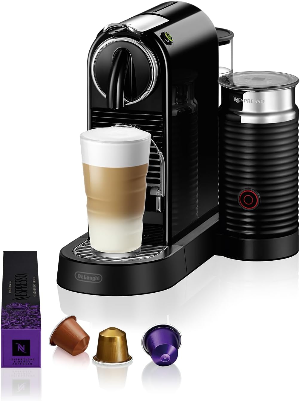 Cafetera De'Longhi Nespresso Citiz EN267.WAE con espumador de leche, función de ahorro de energía, negra