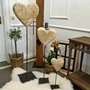 Corazón de madera maciza en soporte de metal, 3 tamaños, decoración de madera, regalo de corazón