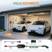 Wallbox portátil 11 kW con app, 400 V, 16 A, trifásica, cable de carga tipo 2 de 7,6 m, CEE, IP66, OLED, montaje mural para coches eléctricos