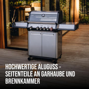 Barbacoa de gas Enders® MONROE PRO 4 SIKR TURBO, 4 quemadores de acero inoxidable, hornillo lateral, quemador trasero por infrarrojos, ventana de visualización, HEAT RANGE™, SWITCH GRID™, 800 °C TURBO ZONE™, SIMPLE CLEAN™, #8362