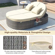 Cama de exterior para patio, diván para 2 personas con cojines y almohadas