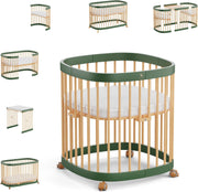 Cuna 7 en 1 tweeto®: cuna de madera evolutiva | cuna de colecho y cuna de barrotes de altura regulable | convertible en cama infantil y parque de juegos (haya natural)