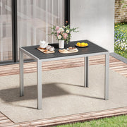 Mesa de jardín Amopatio resistente a la intemperie 110×70 cm, mesa de balcón de WPC y aluminio, mesa de terraza rectangular resistente a los rayos UV, muebles de jardín para exterior, mesa de comedor moderna gris-negro