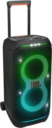 JBL Partybox Stage 120 en negro: altavoz Bluetooth portátil con sonido JBL Pro, espectáculo de luces, refuerzo de sonido con IA y asa telescópica: 12 h de autonomía