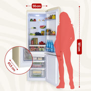Frigorífico combi retro Amica 244 L 181 x 55 x 61,5 cm KGCR 387 101 B | 181 L frigorífico 63 L congelador, iluminación LED, descongelación automática, cristal de seguridad, botellero cromado, funcionamiento silencioso