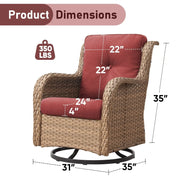 Sillones mecedoras de mimbre para exteriores Gymojoy con base giratoria (juego de 2)