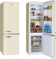 Frigorífico combi retro Amica 244 L 181 x 55 x 61,5 cm KGCR 387 101 B | 181 L frigorífico 63 L congelador, iluminación LED, descongelación automática, cristal de seguridad, botellero cromado, funcionamiento silencioso