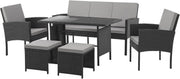 Set de muebles de jardín SVITA Denver de poliratán, grupo de comedor, salón, mesa de comedor, negro