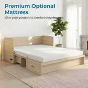 Cama Murphy convertible tamaño queen Mjkone con colchón, carga USB y cajones de almacenamiento