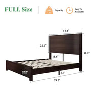 Estructura de cama de madera rústica AMERLIFE con cabecero empalmado de 51.2"