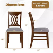 Juego de 4 sillas de comedor Costway con asiento acolchado, respaldo hueco y estructura de madera de caucho