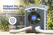 Gre HPM20 – Mini bomba de calor para piscinas elevadas de hasta 20 m³, sistema de calefacción para piscinas elevadas, color gris