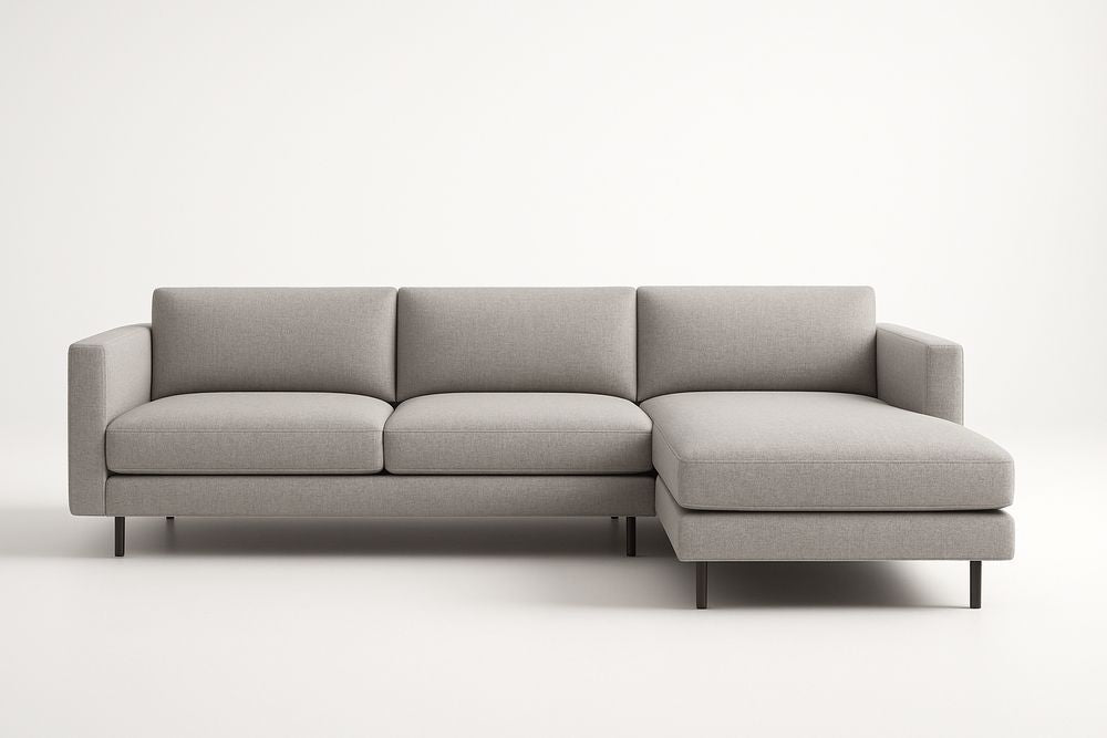 Sofá rinconero de tela de poliéster gris 280x170x85 cm