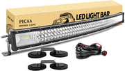 Barra LED PICAA, triple fila curva 7D de 42 pulgadas (104 cm) y 540 W, barra de luces LED con soporte de instalación magnético, para vehículos todoterreno 4x4, SUV, ATV y camiones de 12 V