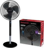 Ventilador de pedestal oscilante Honeywell Advanced QuietSet (5 ajustes de velocidad, función de temporizador, oscilación de 70°, altura ajustable, control remoto, fácil de usar) HSF600B