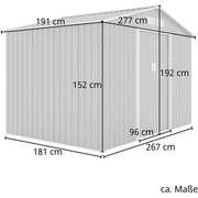 Cobertizo de metal para herramientas, 277 cm x 191 cm x 192 cm, caseta de jardín con techo a dos aguas (antracita)