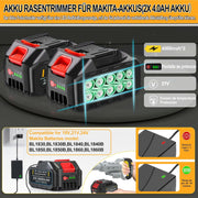 Cortacésped inalámbrico con batería y cepillo para malas hierbas 4 en 1, desbrozadora con cepillo para malas hierbas, desbrozadora sin escobillas de 21 V, cortacésped eléctrico con 2 baterías de 4.0 Ah, cargador, telescópico, ajustable, naranja