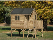 Casita de jardín para niños - Casa de juegos infantil para exteriores - De madera de pino cepillada e impregnada - Casita de juegos original y única
