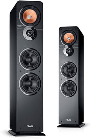Altavoces estéreo Teufel Ultima 40: par de altavoces de columna HiFi de gama alta, tweeter con corrector de fase, sistema de 3 vías, bass-reflex de doble tubo, música, sonido de cine, juegos - negro