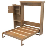 Cama Murphy tamaño queen Whisen Wood con múltiples estantes de almacenamiento y decoración estilo persiana
