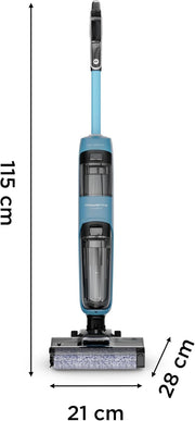 Rowenta X-Clean2, Aspirador friegasuelos sin cable, limpieza 2 en 1, modos ECO/Max, ligero, limpieza a lo largo de las paredes, autolimpieza, GZ2271E0, azul