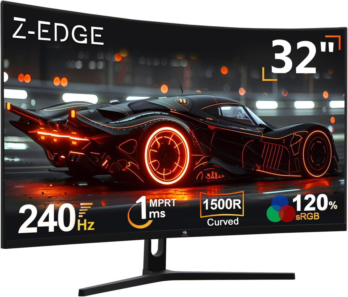 Monitor Gamer Curvo Z-Edge de 32'', 240 Hz, 1 ms, FreeSync, 1080p, Monitor para juegos con bisel ultra delgado, VA 1500R, inclinación ajustable, 2*HDMI 2.0 y 2*DP 1.4, luz LED RGB (cable HDMI incluido)