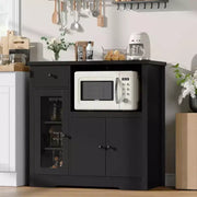 GustoWave Alacena de cocina para microondas con almacenamiento, 3 puertas, 1 cajón y estantes ajustables, gabinete de despensa