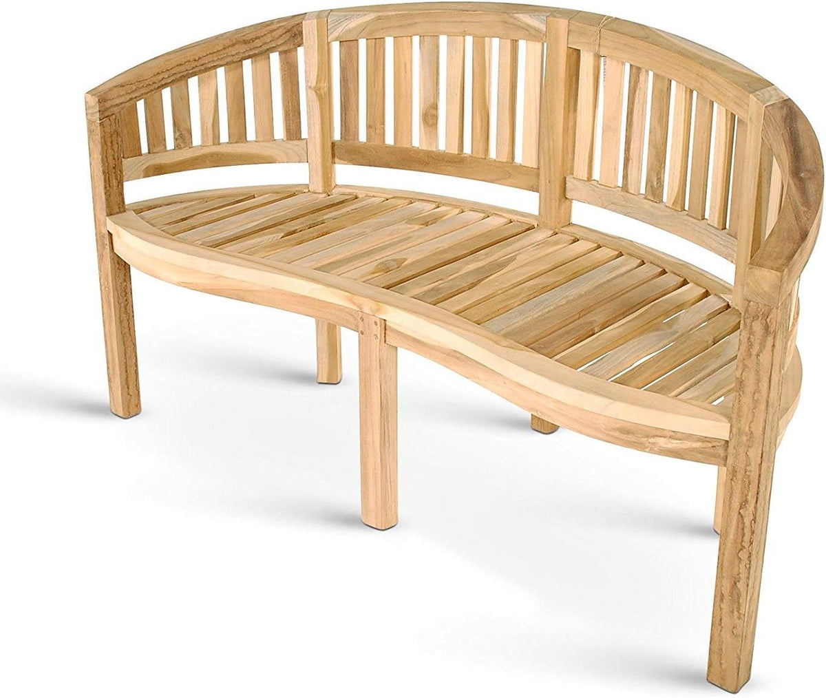 Banco tipo plátano SAM de 3 plazas, banco de madera de teca, banco de jardín de 150 cm, de madera maciza, para jardín y balcón