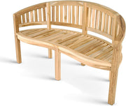 Banco tipo plátano SAM de 3 plazas, banco de madera de teca, banco de jardín de 150 cm, de madera maciza, para jardín y balcón