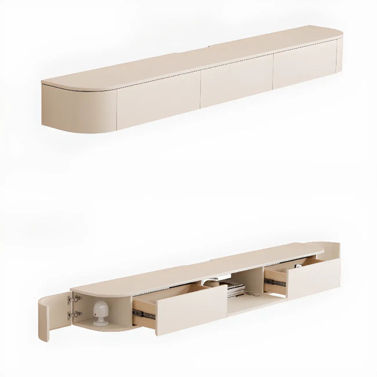Mueble de TV moderno de madera color marrón nuez para montaje en pared con luz