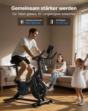 Bicicleta estática silenciosa MERACH con resistencia ajustable, monitor LED, soporte para tableta y aplicación, para el hogar, hasta 136 kg