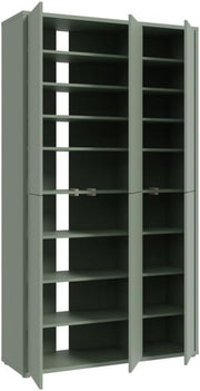 Zapatero Forte Alice Springs 100 110, armario de recibidor moderno con 6 puertas y 15 estantes, madera técnica, color salvia, 109,2 cm de ancho x 191,9 cm de alto x 34,9 cm de profundidad
