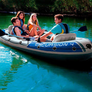 Set de bote inflable Intex Excursion 4 - 315 x 165 x 43 cm - 3 piezas - Gris / Azul