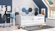Cama infantil KOBI LUK con colchón, blanco | para habitaciones infantiles | para niño y niña | cuna para niños | (con cajón, 140x70)