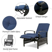 Sillón reclinable ajustable para patio con cojín - 38 (profundidad) x 26.5 (ancho) x 38.5 (alto) PULGADAS